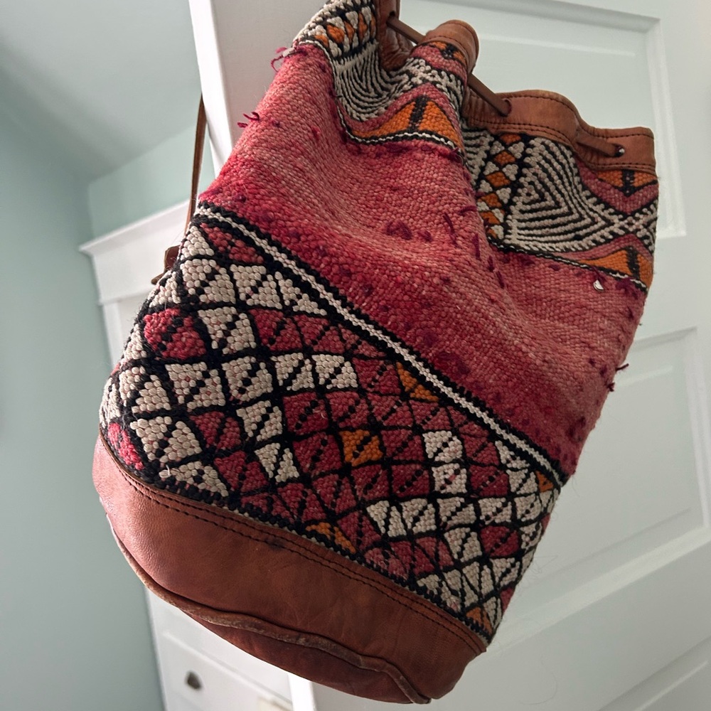 Free People Pink and Brown Backpack with Bohemian Flair
